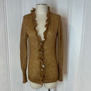 J.CREW Tan Mohair Wool Blend Ruffled Sweater – Size L